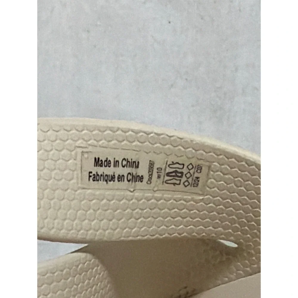 Crocs Brooklyn Strappy Low Wedge Sandals Womens 10 Bone Beige Slide 206751